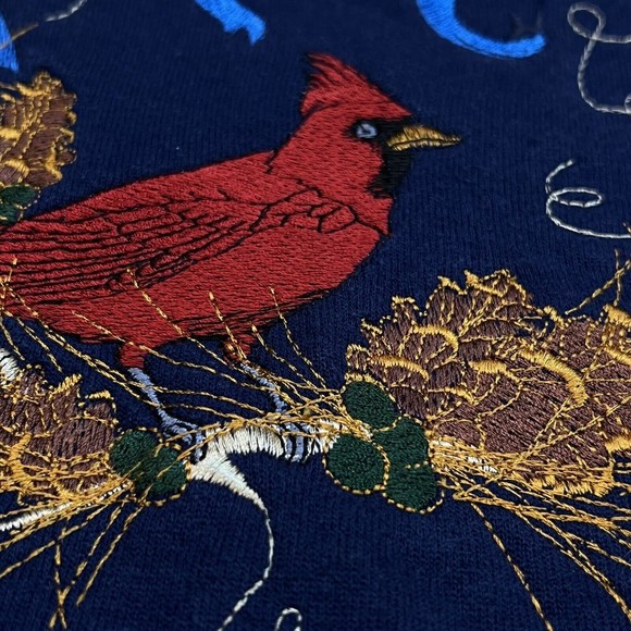 VTG Red Cardinal Bird Lovers Birdwatching Birding Sweatshirt Size Large USA Made - Picture 5 of 8